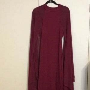 burgundy maxi dress with cape sleeves